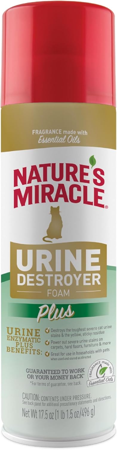 Nature's Miracle Urine Destroyer Plus for Cats, Enzymatic Formula for Severe Cat Urine Stains, 17.5 oz