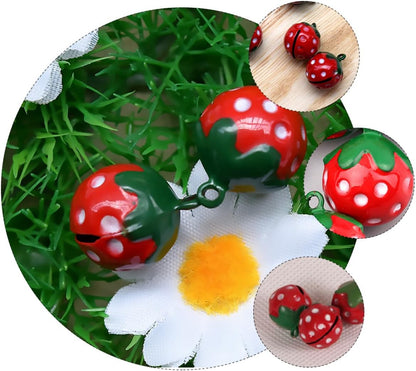 10Pcs Strawberry-Shaped Pet Collar Bells Mini Jingle Bell Pendants for Cats and Dogs, Strawberry Red DIY Craft Supply for Pet Necklace Accessories