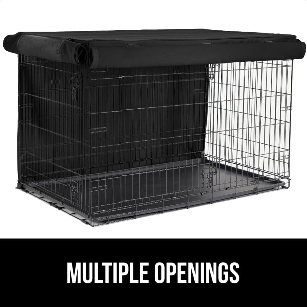 GORILLA GRIP Dog Crate Covers Compatible with Amazon Basics Dog Crates, All Sides Open, Privacy Cover Fits 24" Wire Kennel, Breathable Mesh Windows, Light Reducing Puppy Training Cage Topper, Black