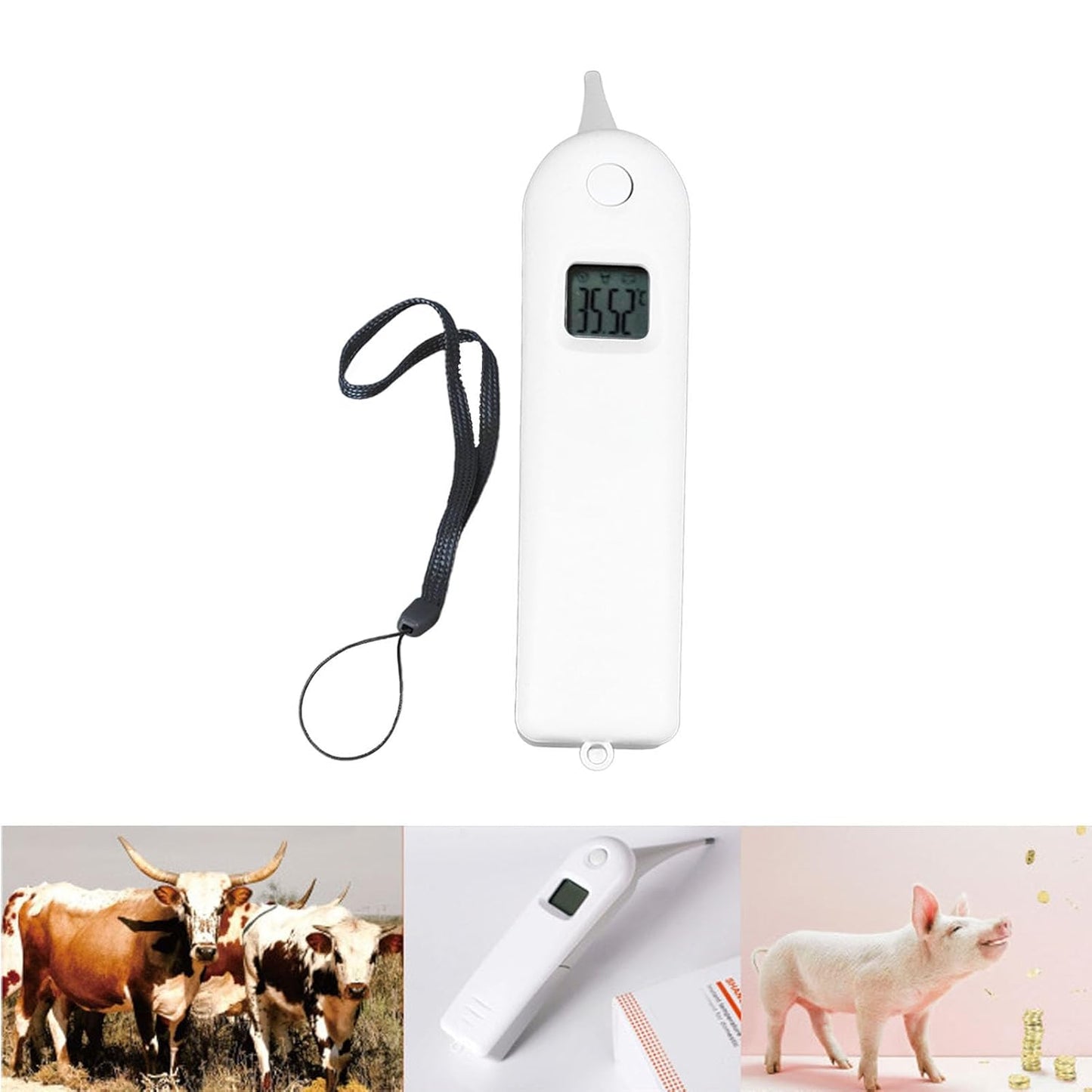 Pet Thermometer Dog Thermometer, Non Digital Pet Thermometer for Dogs Fast Digital Veterinary Thermometer Cat and Dog Ear Temperature Monitor