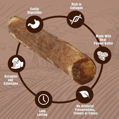 Healthy Chewers Peanut Butter Collagen Rolls 2 Count | High Protein, Long Lasting, Collagen Rich Chews for Large Dogs