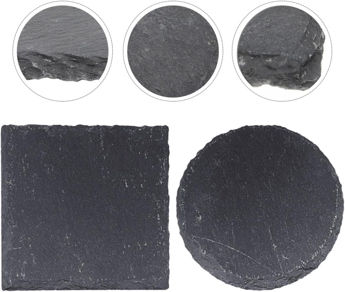 2Pcs Turtle Basking Platform Set, Wear-Resistant Stone Reptile Rocks, 10X10Cm Square Round Terrarium Decor for Tortoise Habitat and Aquatic Turtle Supplies