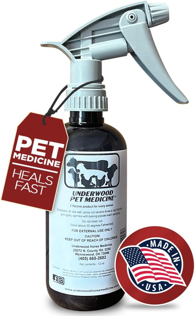 Underwood Pet Wound Care Spray – Versatile & Economical Wound Care Solution for All Animals - Prevents Infections, Gentle & Easy to Use - Antiseptic Spray Suitable for Cuts, Scrapes & Open Wounds