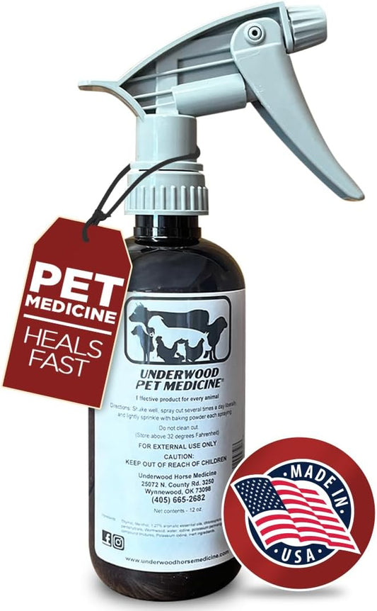 Underwood Pet Wound Care Spray – Versatile & Economical Wound Care Solution for All Animals - Prevents Infections, Gentle & Easy to Use - Antiseptic Spray Suitable for Cuts, Scrapes & Open Wounds