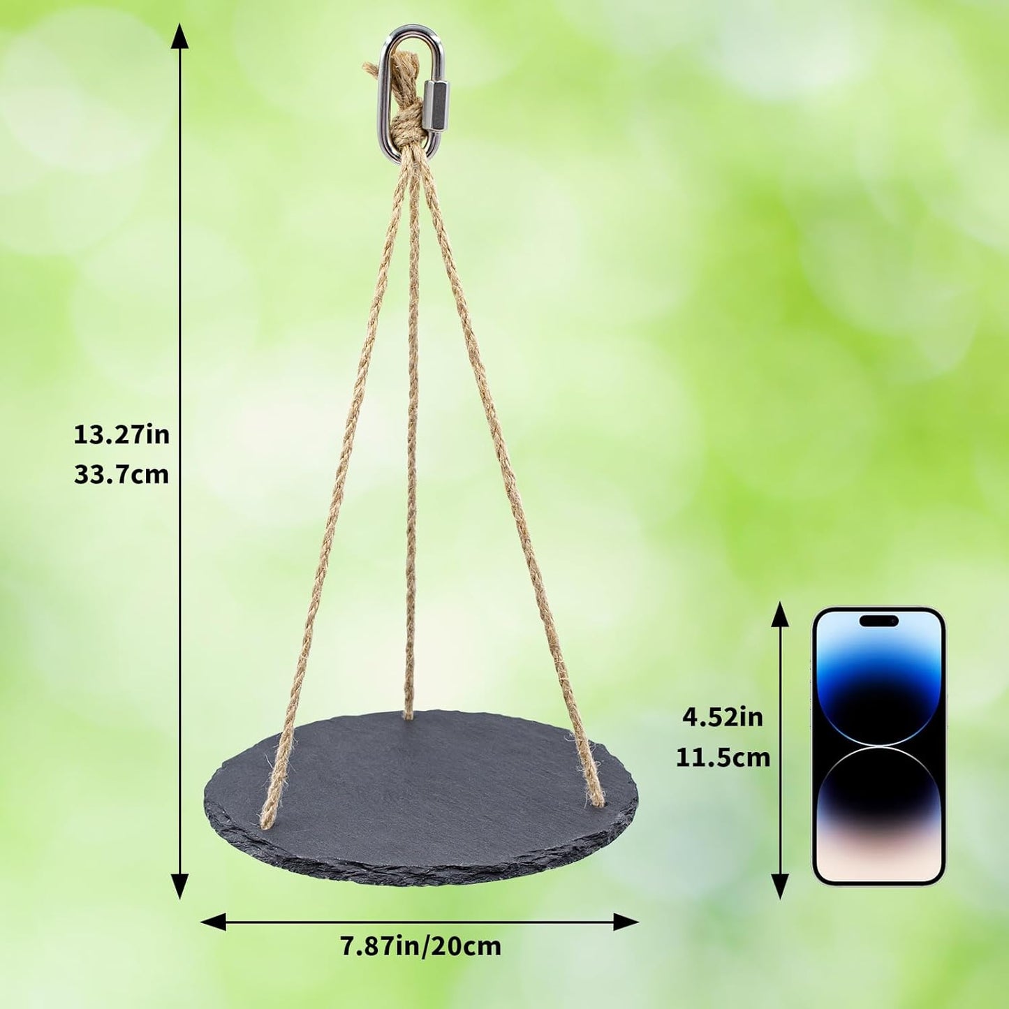 Bird Toys, Swing Perch Toys with Slate Rock and, Bird Playground, Cage Accessories for Budgies, Cockatiels, Lovebirds, Green Cheeks, Small to Medium Birds