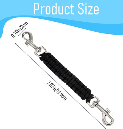 Safety Clip for Prong Collar, 8 Inch Handmade Dog Safety Clip for Walking Training or Hiking, Backup (Black)