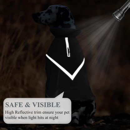 VIVAGLORY Hands Free Dog Leash + Dog Coat, Running Waist Leash with Belt for Running Walking, Warm Fleece Lined Reflective