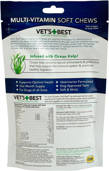 Vet's Best Multi-Vitamin Soft Chew Dog Supplements - Vitamins for Dogs - Supports Dogs Physical and Mental Health - 30 Day Supply