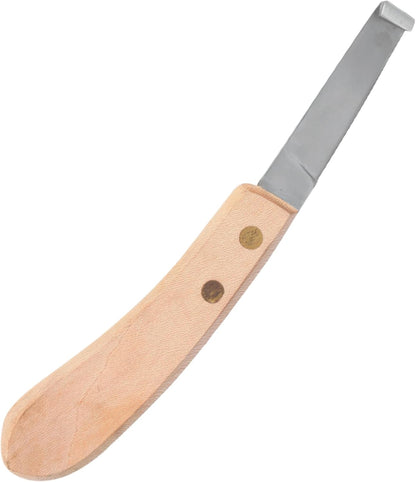 Hoof Knife Single Sided Edge Wide Blade – Stainless Steel Curved Blade Farrier Tool with Fine Wooden Grip, Multipurpose Hoof Trimming Knife for Livestock, 3-Inch Blade, 8.5-Inch Overall