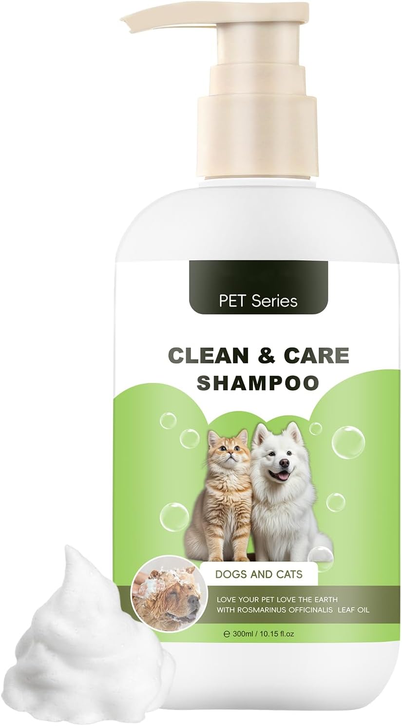 Clean Care Shampoo for Dogs and Cats, Seasonal Itch Relief Shampoo, for Allergies, Itching, Skin and Coat Supplement, Helps Shedding-Gentle Care for Long, Short & Curly Hair