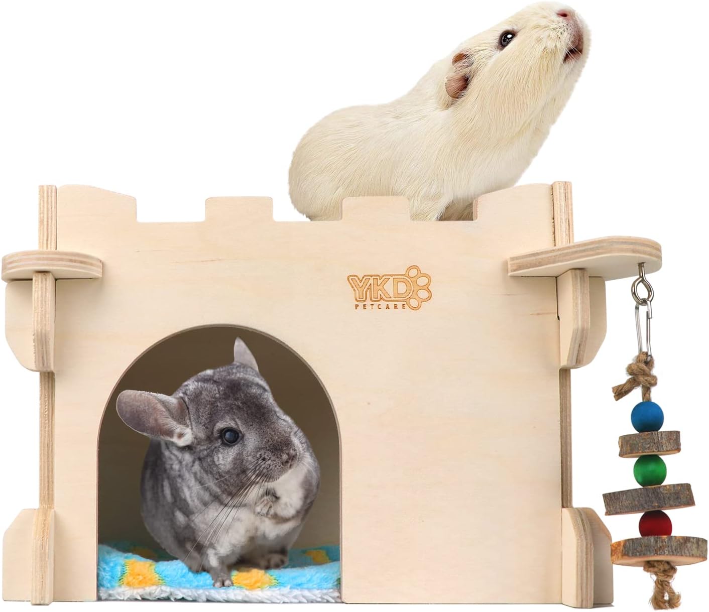 YKD 3-in-1 Guinea Pig and Chinchilla Castle Series: Wooden Large, Medium and Top Bridge Bundle Suit