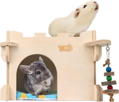 YKD 3-in-1 Guinea Pig and Chinchilla Castle Series: Wooden Large, Medium and Top Bridge Bundle Suit