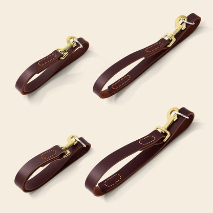 Leather Dog Leash, Strong Traffic Pet Short Lead & Heavy Duty Metal Hook for Training and Walking. (2.0ft L x 2.5cm W)