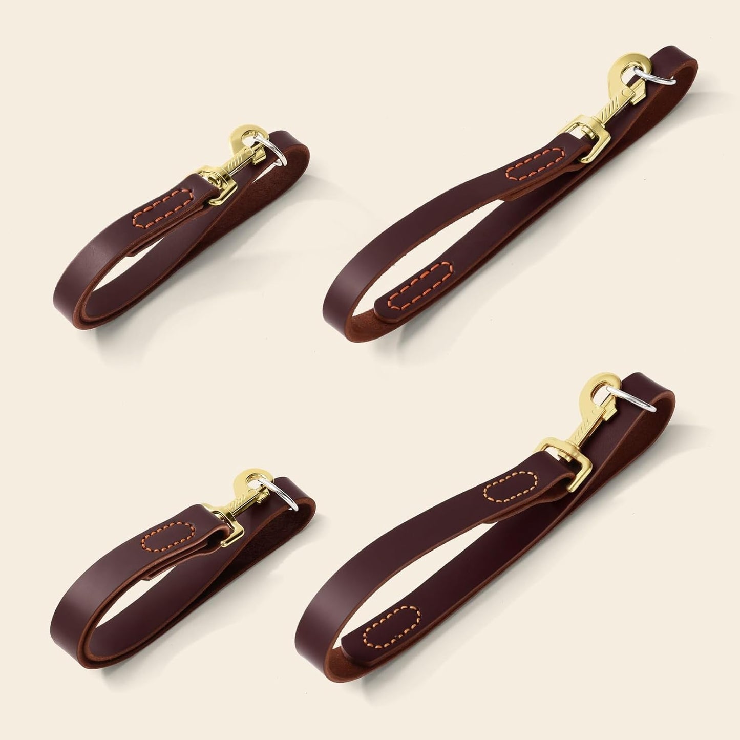 Leather Dog Leash, Strong Traffic Pet Short Lead & Heavy Duty Metal Hook for Training and Walking. (2.0ft L x 2.5cm W)