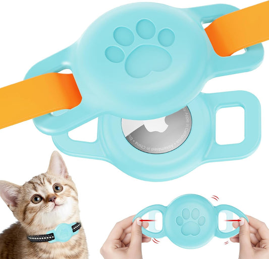 2Pack Airtag Holder, IPX8 Waterproof Airtag Holder for Small Dog & Cat Collars, Silicone Mount for AirTags Within 1/2 inch Collars