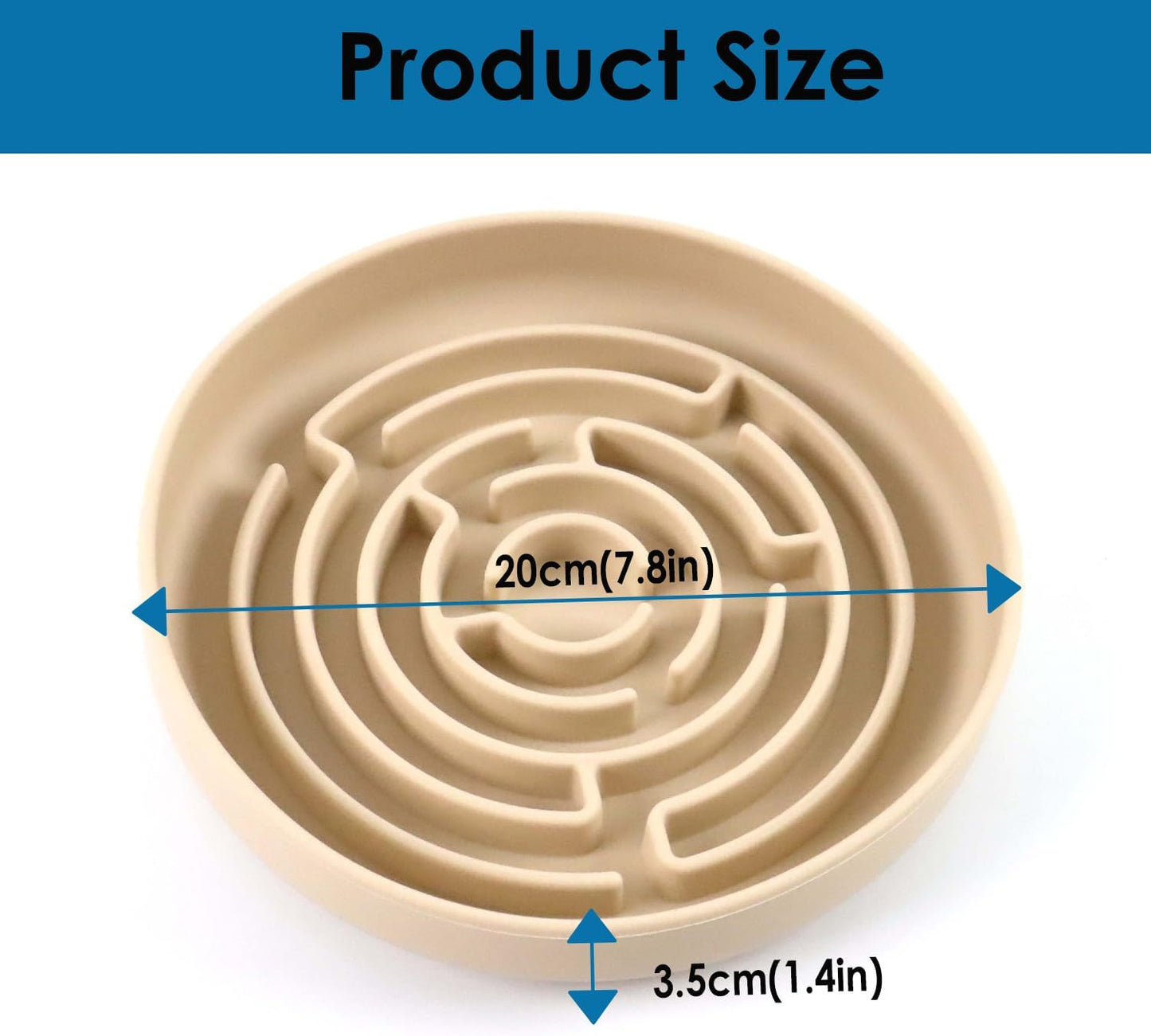 Slow Feeder Dog Bowl, Cat Slow Feeders Slow Eating, Modern Lick Mat Design, Reduces Gulping, Dishwasher Safe, Suit for All Cat & Dog Breeds (Beige)