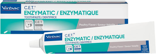 Virbac C.E.T. Enzymatic Toothpaste, Eliminates Bad Breath by Removing Plaque & Tartar Buildup, Best Pet Dental Care Toothpaste, Poultry Flavor, 2.5 oz tube
