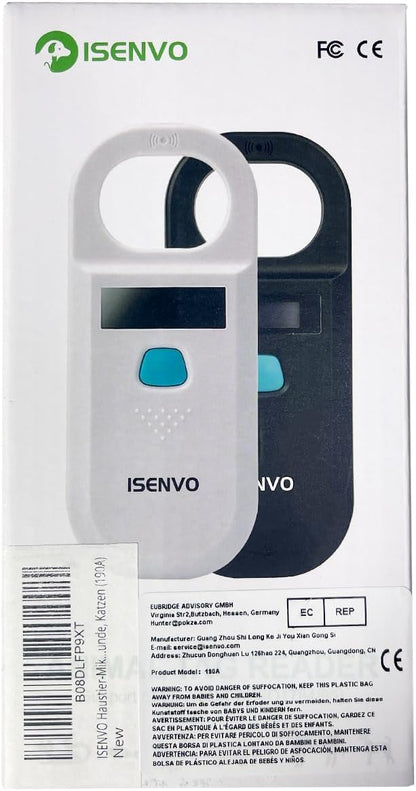 Pet Microchip Scanner Rechargeable RFID EMID Micro Chip Reader Scanner 134.2kHz 125kHz 15 Digits Pet Chip ID Scanner for Animal/Pets/Pigs/Dogs/Cats (190A)