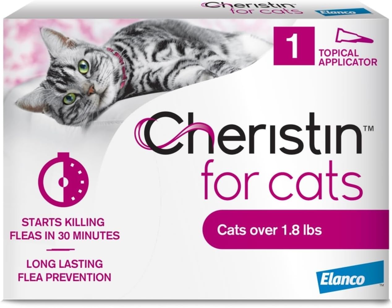 Cheristin Flea Treatment & Prevention for Cats | Fast acting topical flea treatment for cats over 1.8 lbs | 1 Count
