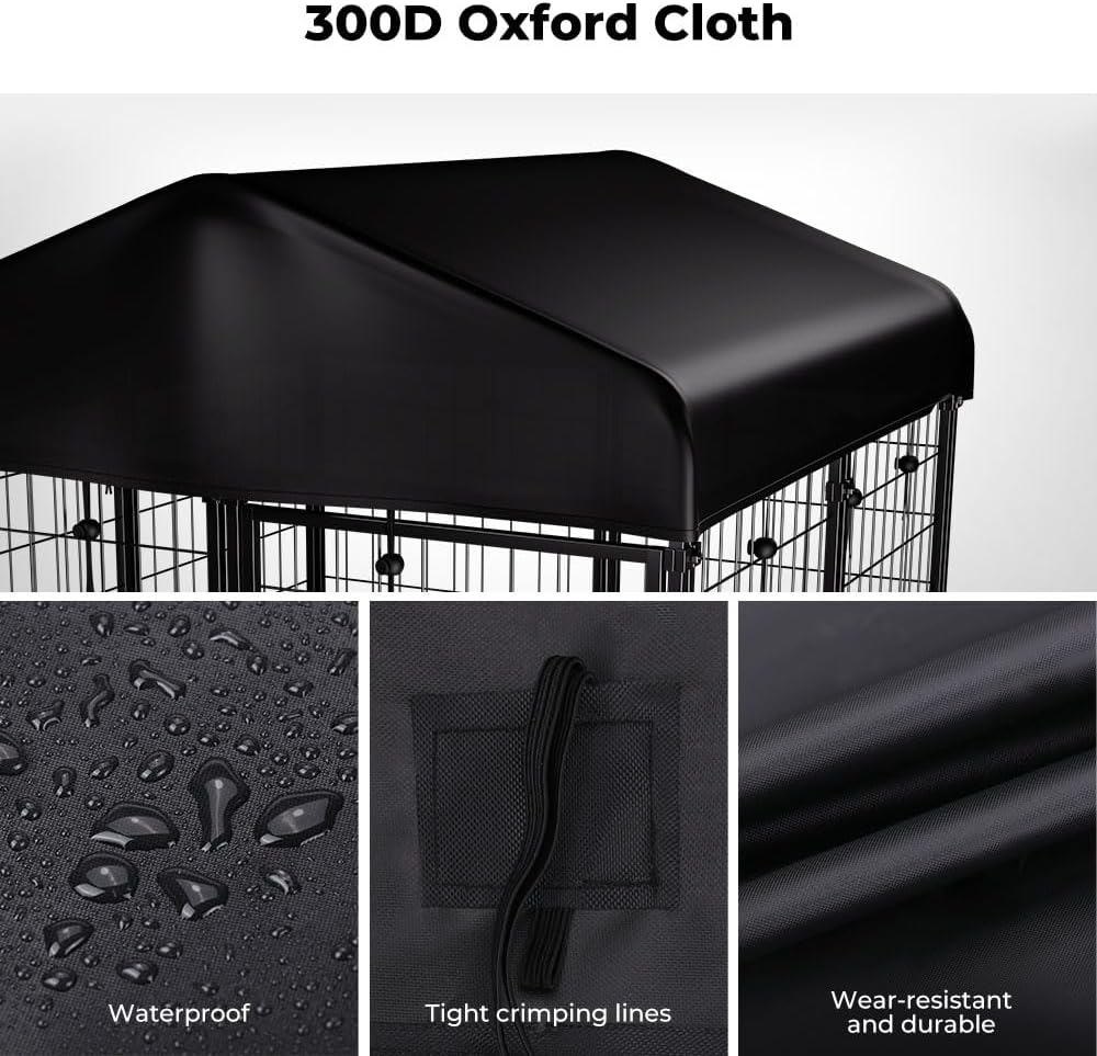 PawGiant Outdoor Dog Kennel Cover Replacement, Waterproof UV-Resistant Cover for 4x4x4.5 ft Large Dog Enclosure