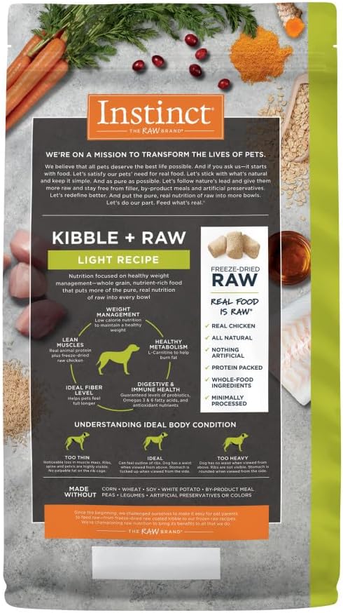 Instinct Raw Boost Light, Natural Dry Dog Food with Freeze Dried Pieces, Whole Grain Recipe- Real Chicken and Brown Rice, 3.5 lb. Bag