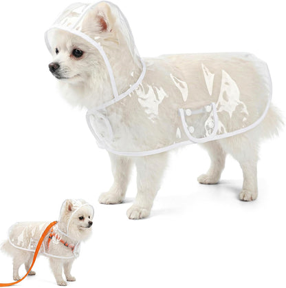 Clear Dog Rain Poncho for Small Medium Dogs, Transparency Pet Raincoat Waterproof Cloak Pet Hooded Raincoat Jacket for Bichon Poodle (Transparent, Medium)