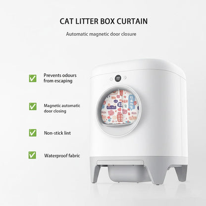 Curtain for Self Cleaning Cat Litter Box, Self-Cleaning Litter Box Curtain,Odor Blocker & Litter Scatter Shield for Cats,Easy Install, Universal Fit for Elliptical Openings (Red)