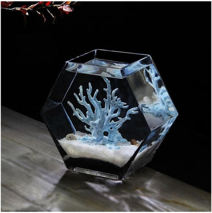 Fish Tank Glass Fish Tank Thickened Transparent Desktop Decorative Office Creative Goldfish Bowl Vase(10.2cm)