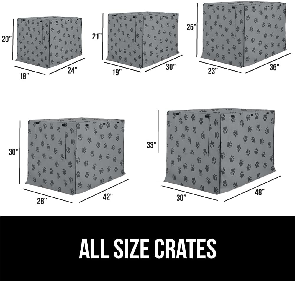 GORILLA GRIP Dog Crate Covers compatible with Amazon Basics Dog Crates, All Sides Open, Privacy Cover Fits 42" Wire Kennel, Breathable Mesh Windows, Light Reducing Puppy Training Cage Topper, Gray Paw