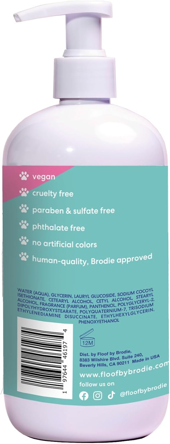 Floof by Brodie Everydog Nourishing Dog and Cat Conditioner for All Coat Types, Moisturizing and Detangling with Aloe, Oat Milk, Plant Based Emolients for Shiny Soft Smooth Coat (16 oz)