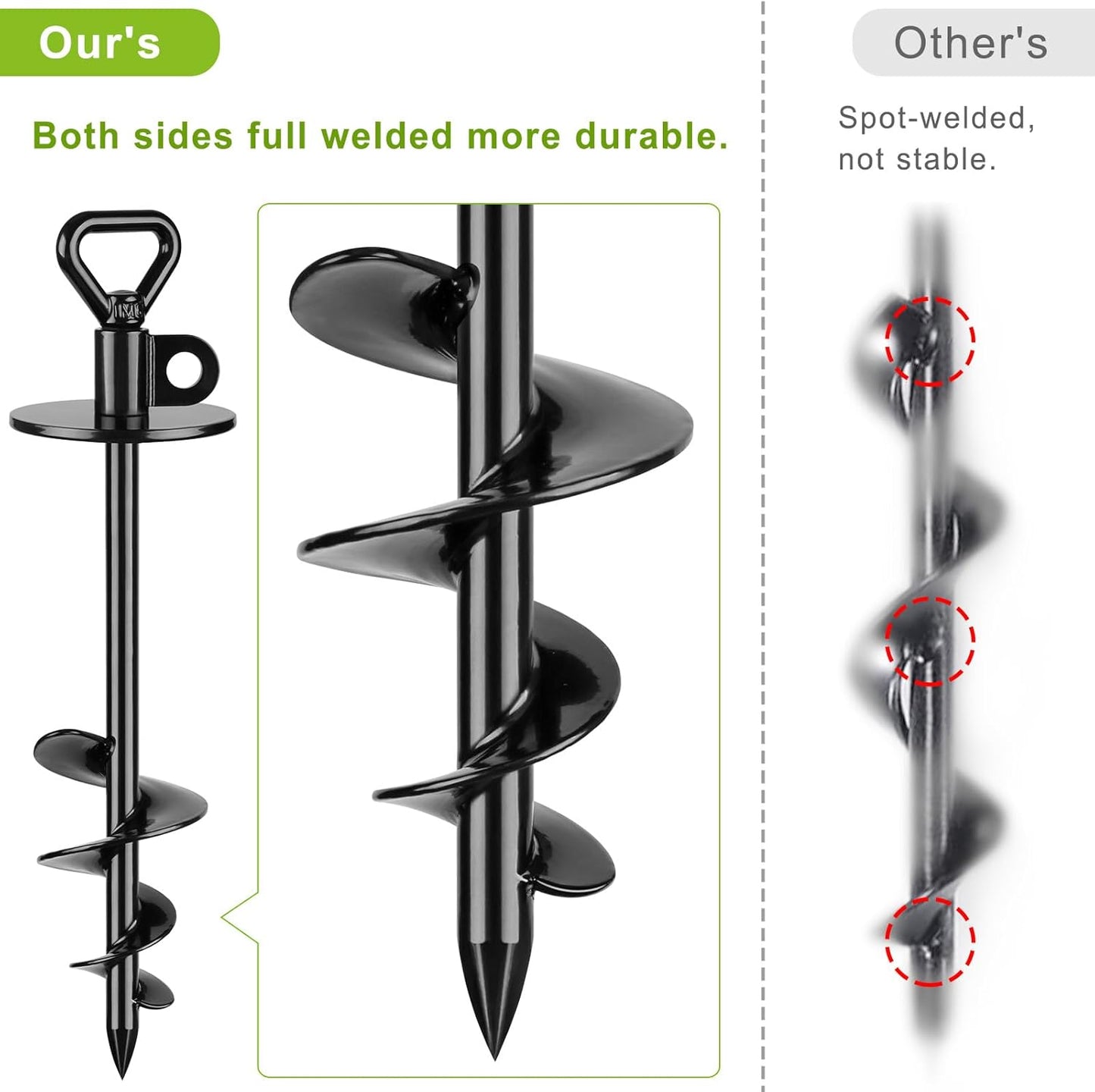 SELEWARE Dog Tie Out Stake Outdoor Anti-Rust Ground Anchor for Large Dogs up to 220 lbs, Free Swivel Dog Stake Dog Camping Gear Twist Rod Included