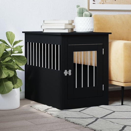 LUMILAND Stylish Dog Crate Furniture for Comfort and, 2-in-1 End Table and Cozy Kennel, Black