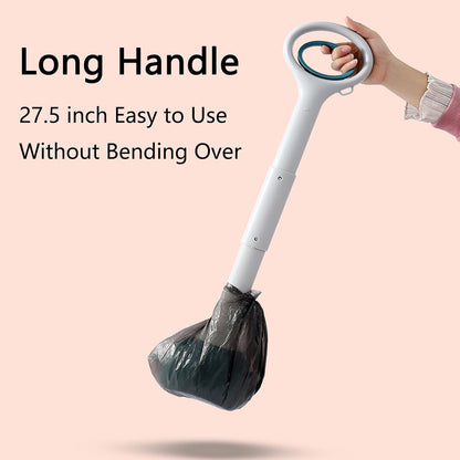 Pooper Scooper with Long Handle 28”, Heavy Duty & Foldable, No Touch Waste Pickup Tool for Large Medium Small Dogs,Portable for Lawn Grass Dirt Gravel, Includes 1 Rolls Waste Bags (Pink-Large)