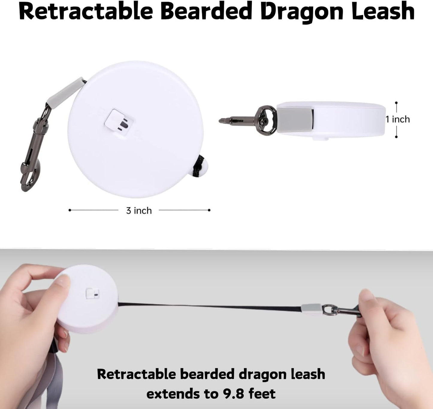 3 Pack Bearded Dragon Harness and Leash Set - Adjustable Soft Leather Lizard Harness with Retractable Leash Small Animal Traction Rope Walking Vest Accessories for Reptile Squirrel Rat (Black)