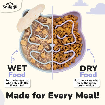 Snuggli Slow Feeder Cat Bowl | Cat Puzzle Feeder for Slow Eating, Mental Enrichment, Digestion, & Bloat Relief | Non-Slip Silicone, Dishwasher Safe, 1 Cup (Lavender)