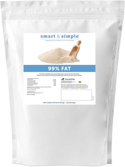 Smart & Simple 99% Fat | Horse Weight Gain Supplement Supports Ideal Body Condition in Horses | Easy to Use & Tasty High Fat Supplement Powder | 112 Servings | 14 lb Bag