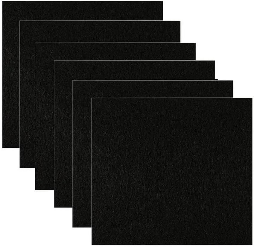 6PCS Activated Carbon Air Purification Deodorant Filter for Cat Litter Box, 6in x 6.5in, Black