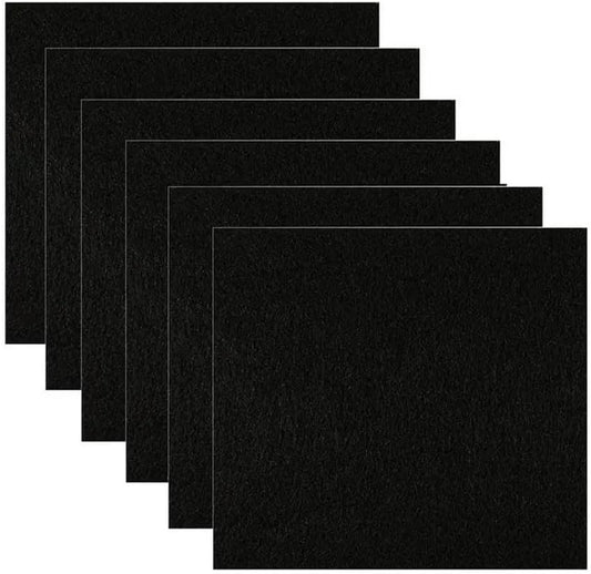 6PCS Activated Carbon Air Purification Deodorant Filter for Cat Litter Box, 6in x 6.5in, Black