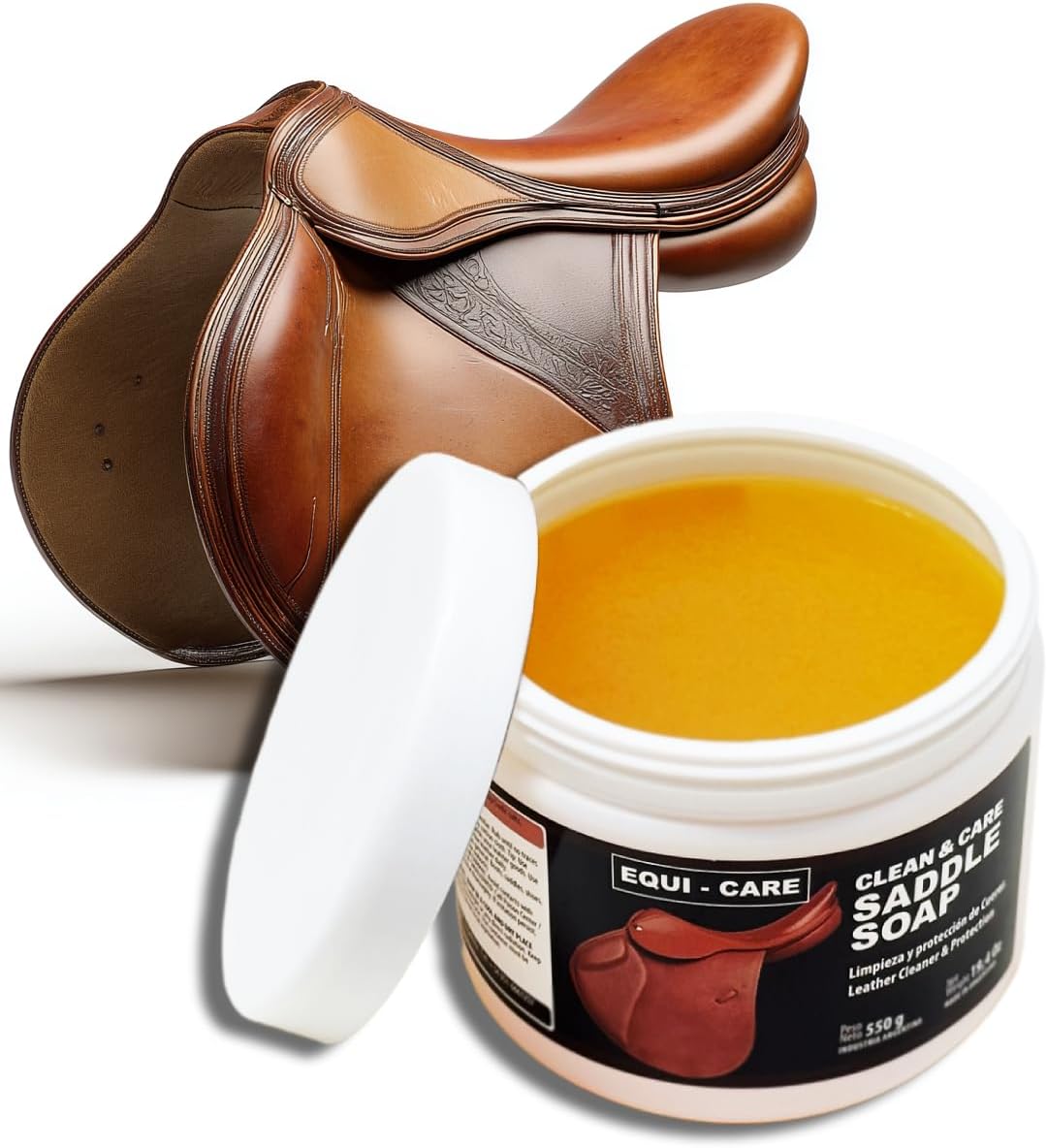 EQUI - CARE: Clean & Care Saddle Soap, Glycerin-Based soap with Added Moisturizers Designed to Clean and Condition Leather. Keep Your Leather tack and Equipment in top Condition.