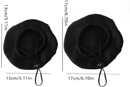 Pet Beret Hat Cute Dog Cap Funny Artist Cat Hats Small Puppy Kitten Hair Accessory for Birthday Christmas Photography (Black, S)