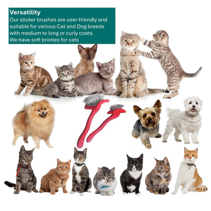 Slicker Brush Perfect For Dogs and Cats (Big and Medium Dogs, Goldendoodles, Labradoodles, Poodles and Cats) Curved Design for Thick, Fluffy, Detangled and Shedding Fur (Yellow, Small)