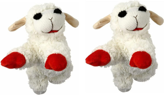 HDP Lambchop Plush Dog Toy 10" with Squeaker Color:White Size:Set of 2
