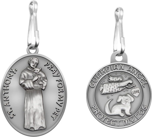 Pet Tags Engraved 2 Packs St Francis of Assisi Cats dogs Medal Pendant Collar Charm Protect My Pet