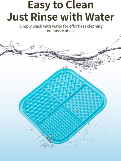Treat Mat for Dogs for Anxiety Relief, Slow Feeder for Dogs & Cats, Suction Cup Food-Grade Silicone Pet Lick Pad for Bathing, Grooming, Boredom & Stress Relief, Dishwasher & Freezer Safe