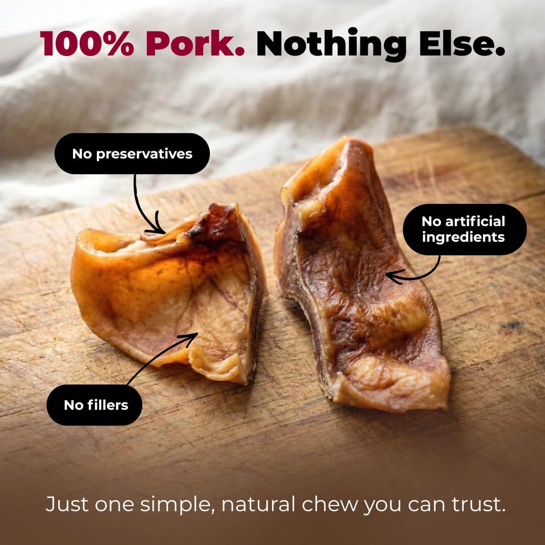 Best Pet Supplies GigaBite Half-Cut Pig Ears for Dogs - All-Natural Slow-Roasted Chews that Clean Teeth and Satisfy Aggressive Chewers - 20 Pack for Medium, Large Dogs