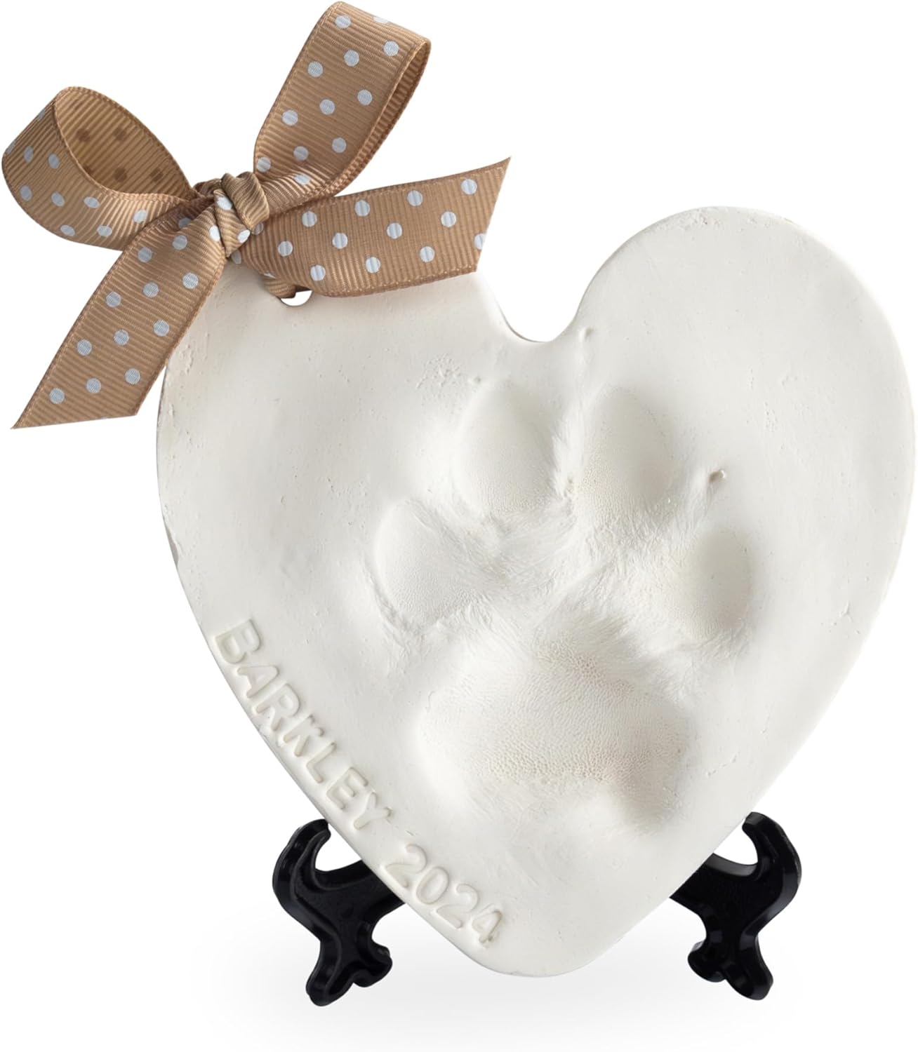 Pet Paw Print Impression Kit Makes (2) Dog Keepsake Ornaments, Inkless Paw Print Kit for Dogs (and Cats!) - Dog Paw Print Kit Keepsake, New Puppy Gift, Pawprint Kit w/ Paints & Name Stamps! (White)