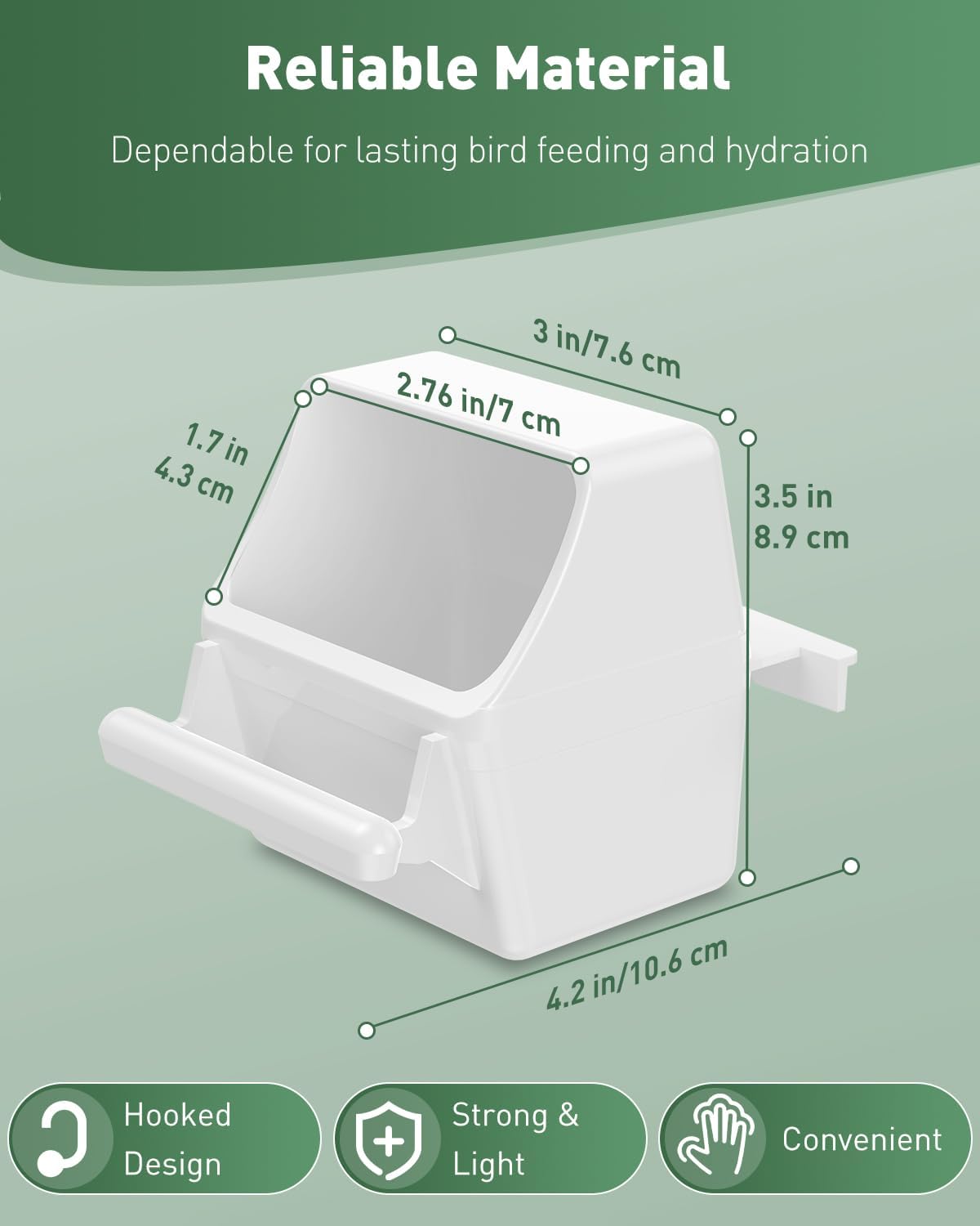 Pawfly 2 Pcs Bird Feeder, Hanging Plastic Water Dispenser with Hooks, Food Bowl for Small Parakeet Cockatiel Canary Parrot