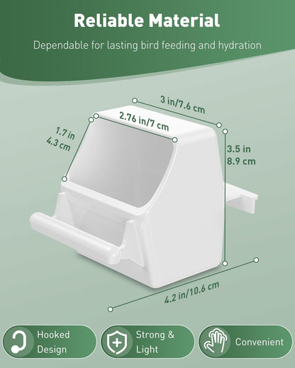 Pawfly 2 Pcs Bird Feeder, Hanging Plastic Water Dispenser with Hooks, Food Bowl for Small Parakeet Cockatiel Canary Parrot