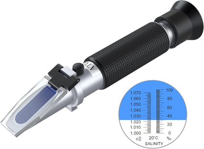 AUTOUTLET Refractometer Saltwater Aquarium for Seawater,Pool,Tank,Testing,Marine Fishkeeping, 0-100PPT & 1.000-1.070 Salinity Tester with ATC Function Hydrometer Specific Gravity Salinity Meter Kit