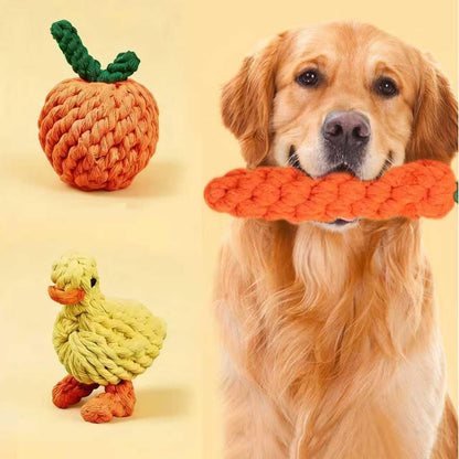 Dog Chew Knot Toy, Puppy Rope Toys, Rope Ball Knot Training Teeth Dogs Treats Toys, Featuring Giraffe,Orange, Carrot, and Duck-Shaped Ropes Toys Suitable for Puppies to Small Dogs